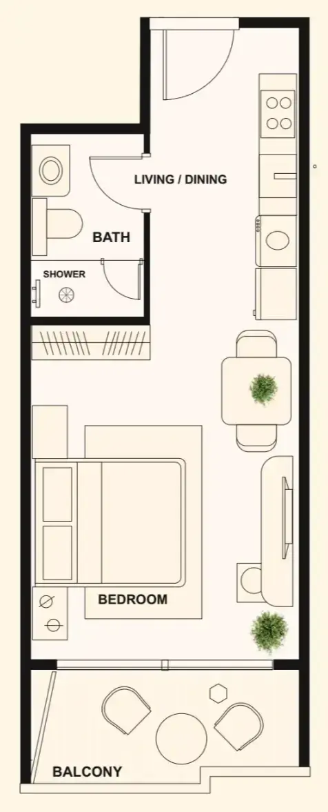 Studio apartments - The Elysian floor plan