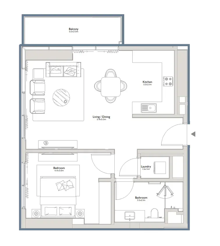 1 Bedroom apartments - Serenia District East Residences floor plan