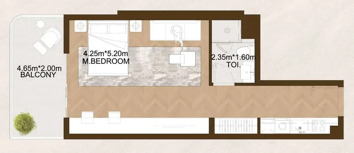 Studio apartments - Sports View 2 floor plan