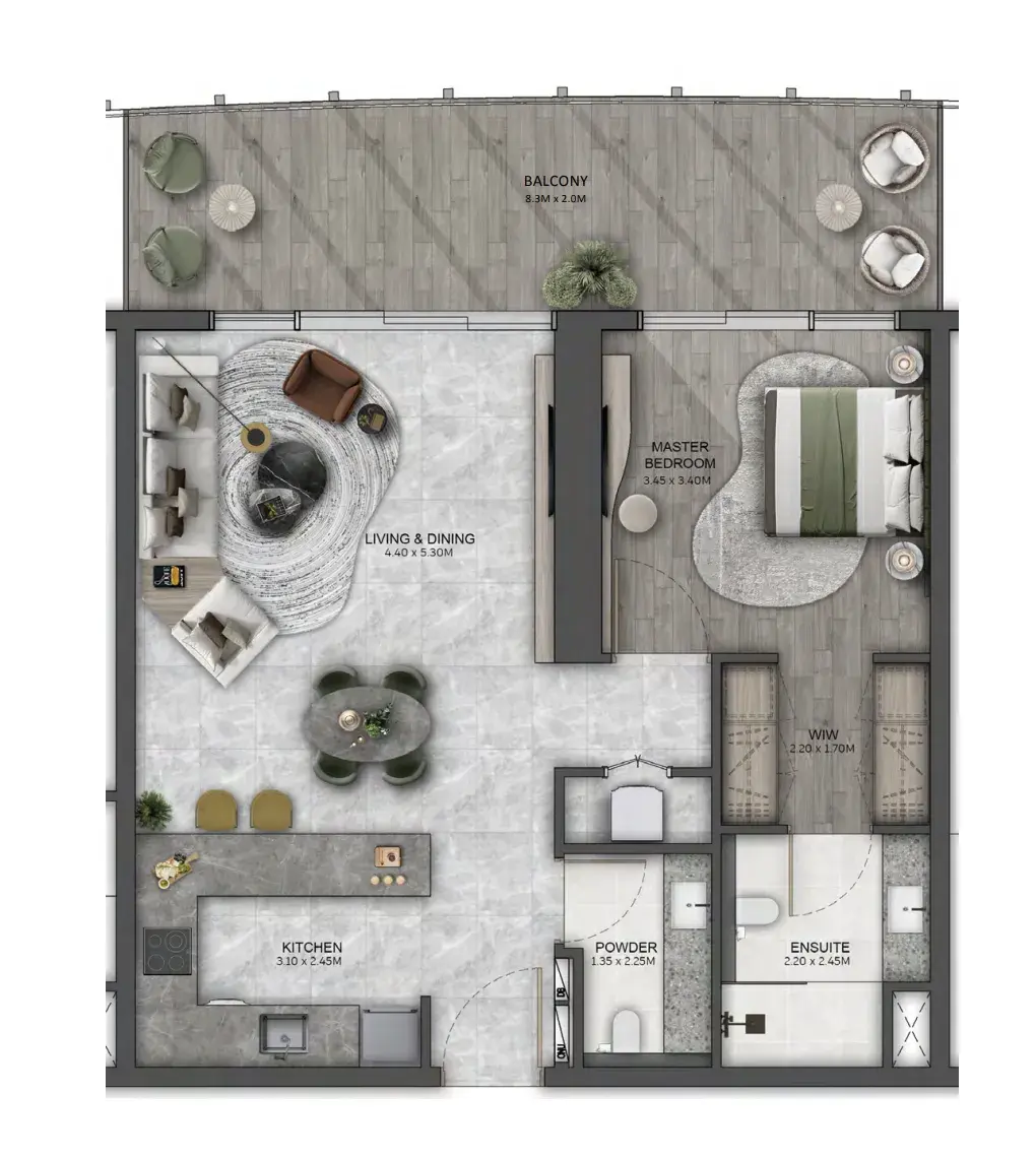 1 Bedroom apartments - Kanyon by Beyond floor plan
