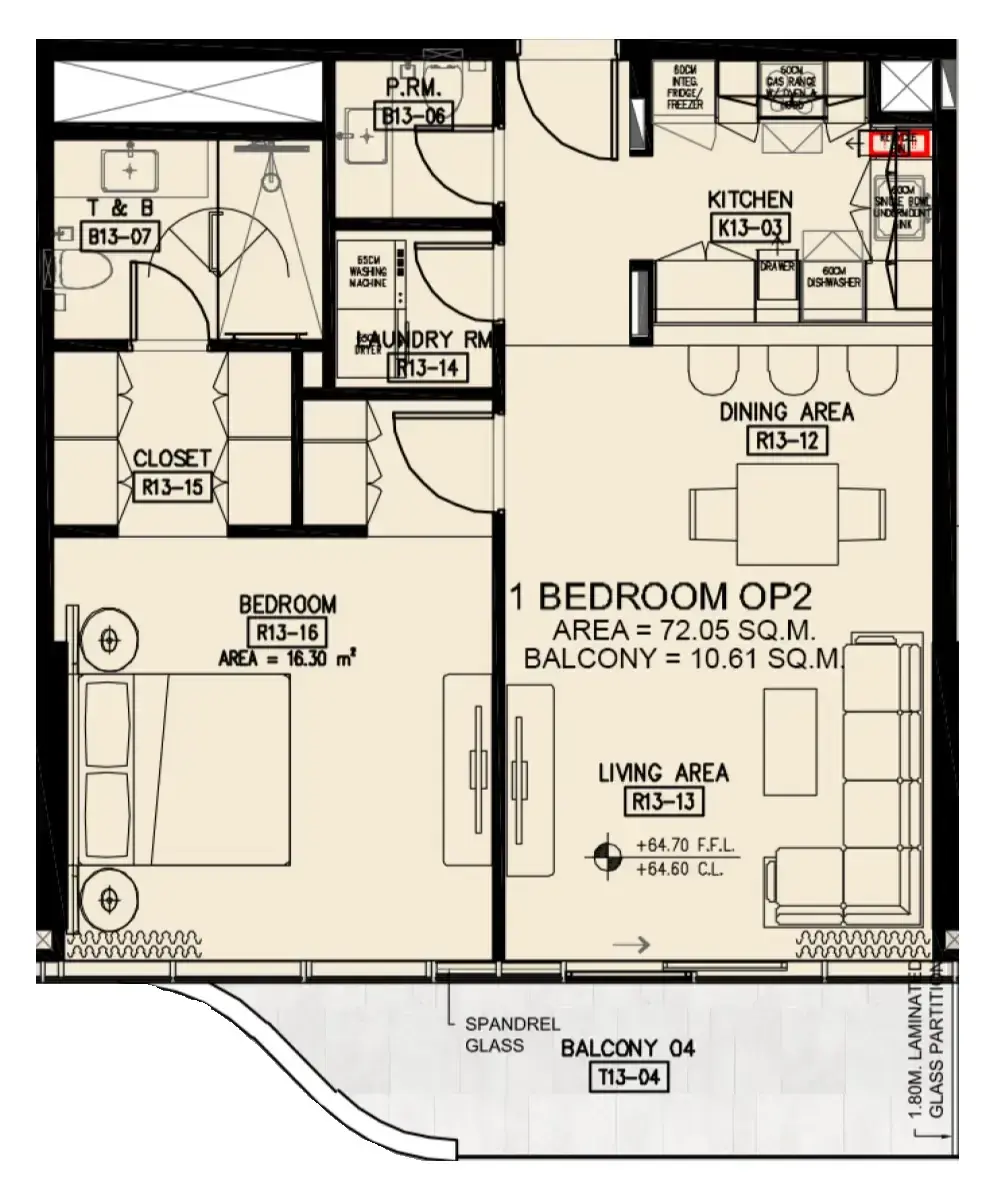 1 Bedroom apartments - Azha Millennium Residences floor plan