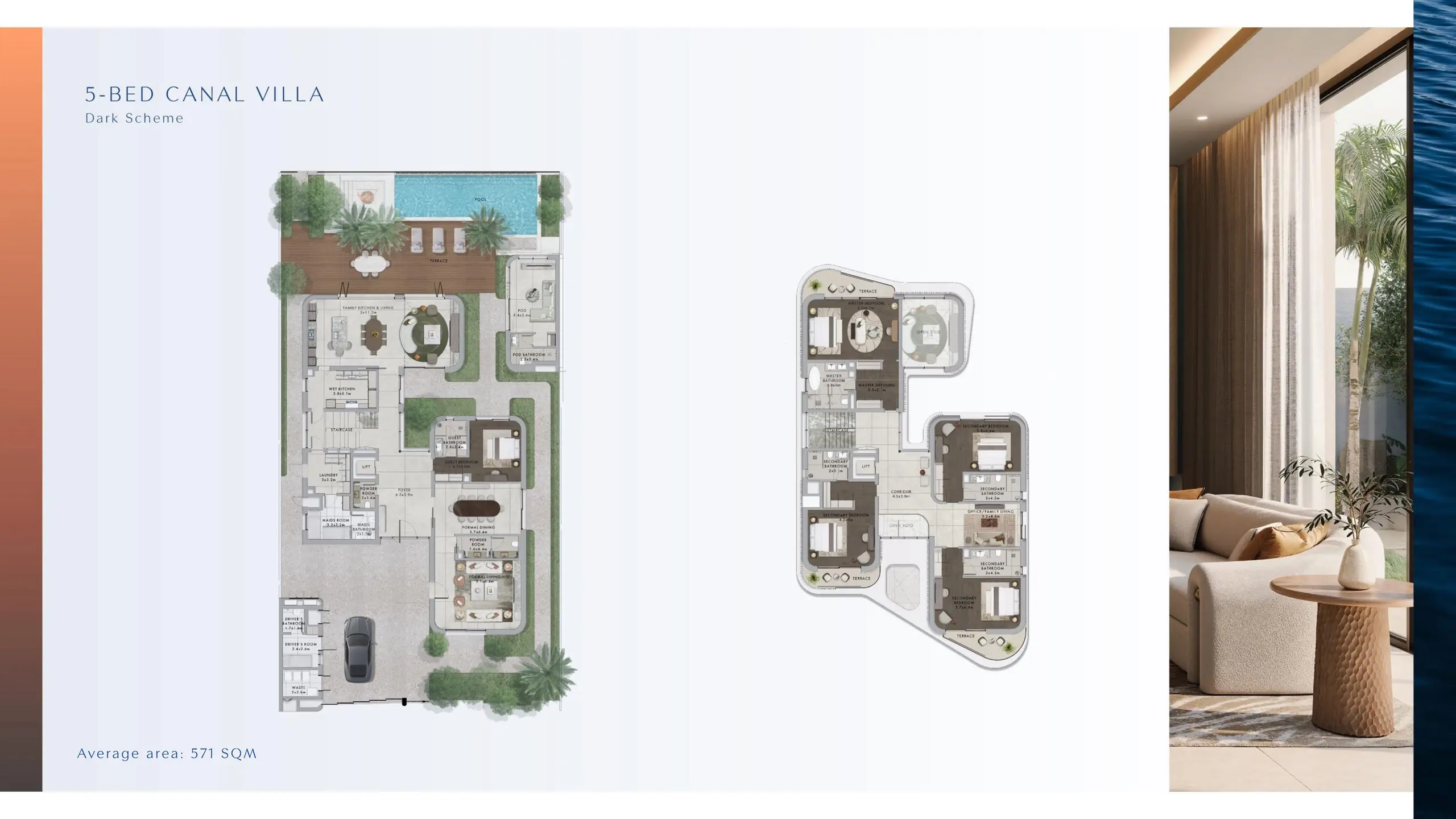5 Bedroom- Canal Villa floor plan
