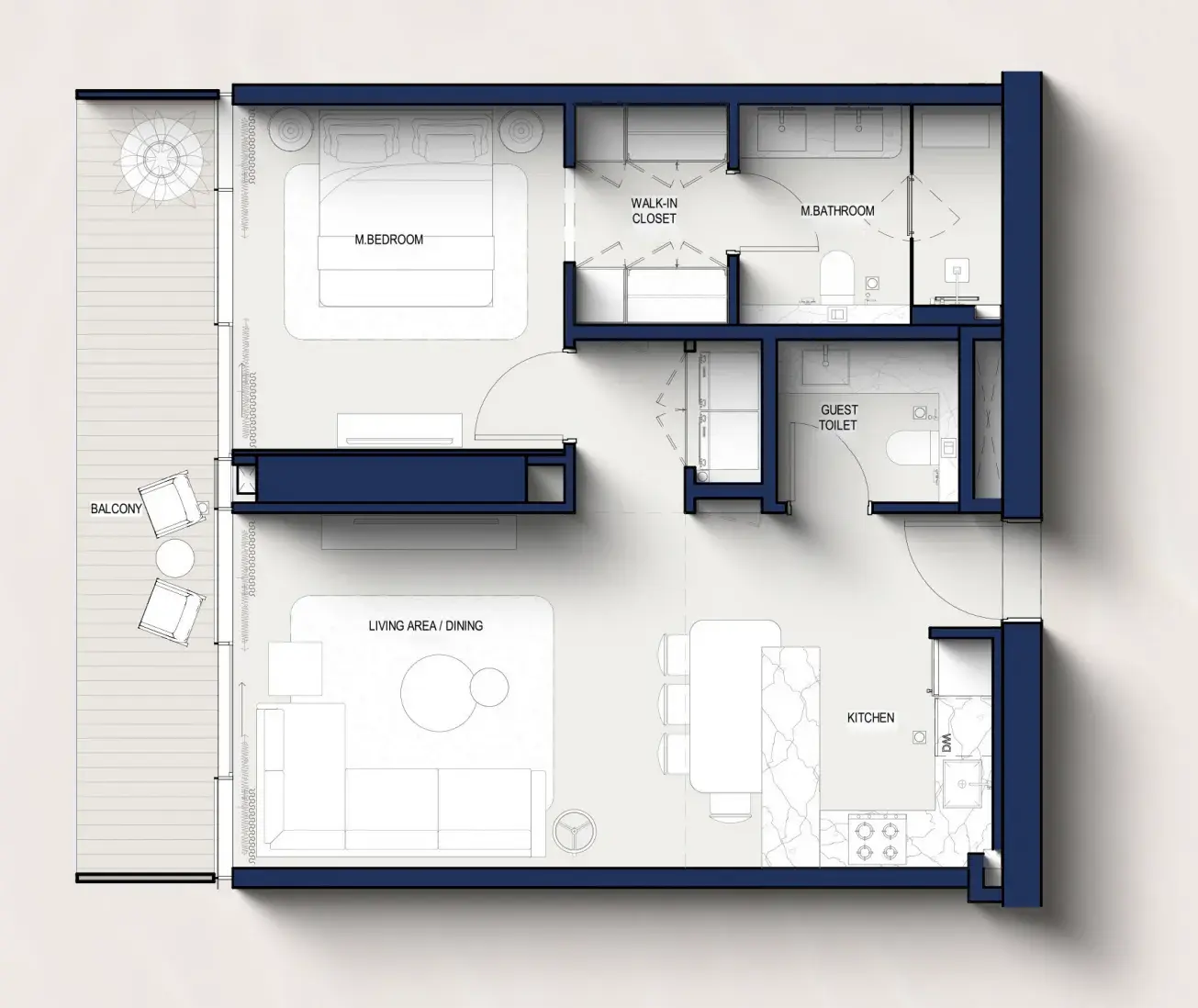 1 Bedroom apartments - Hilton Residences floor plan