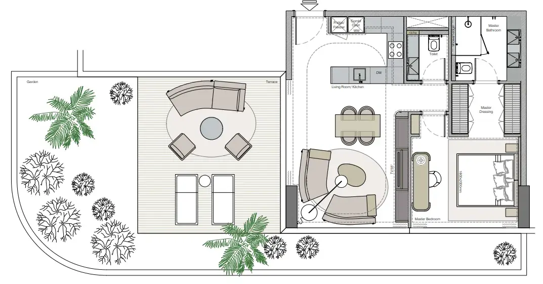 1 Bedroom apartments - Helvetia Marine by DHG floor plan