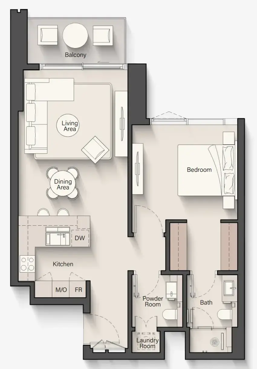 1 Bedroom apartments - Eltiera Views floor plan