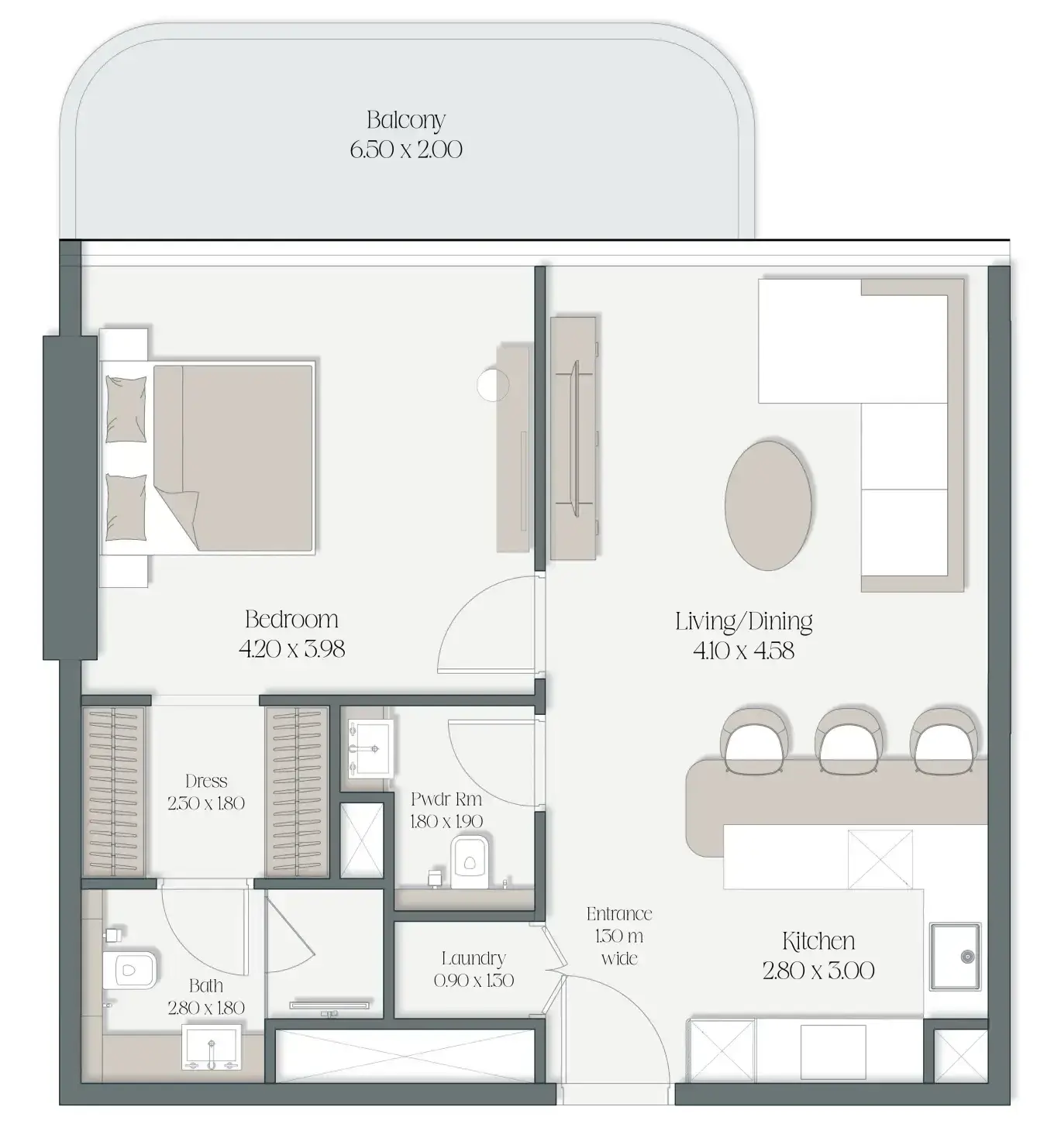 1 Bedroom apartments - The Caden by Prescott floor plan