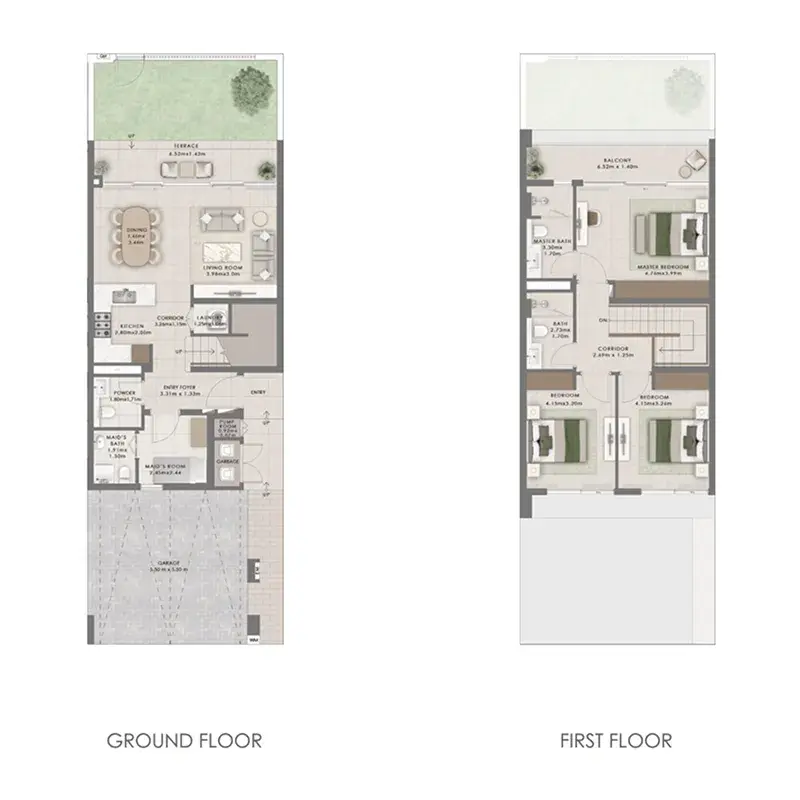 3 Bedrooms townhouse - Equiterra floor plan