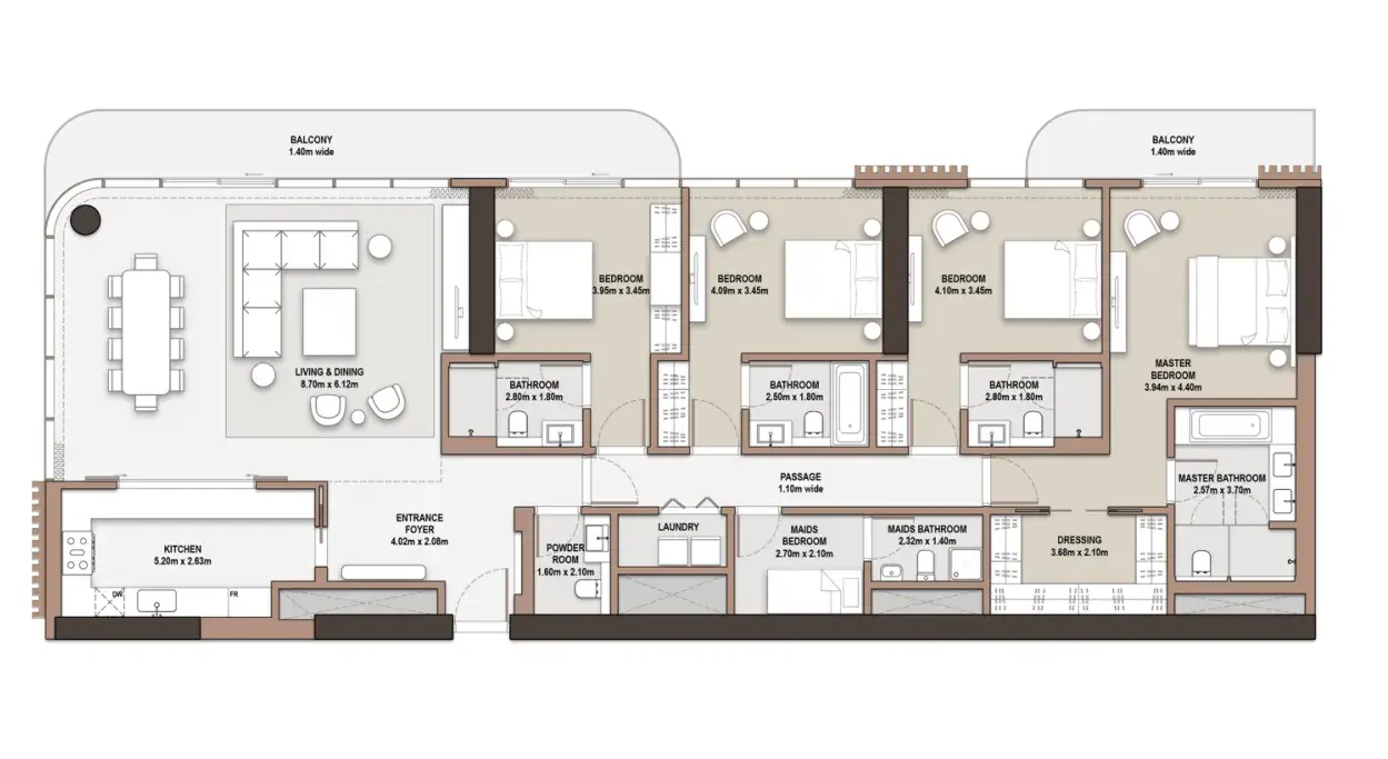 4 Bedrooms apartments - The Edit at d3 floor plan