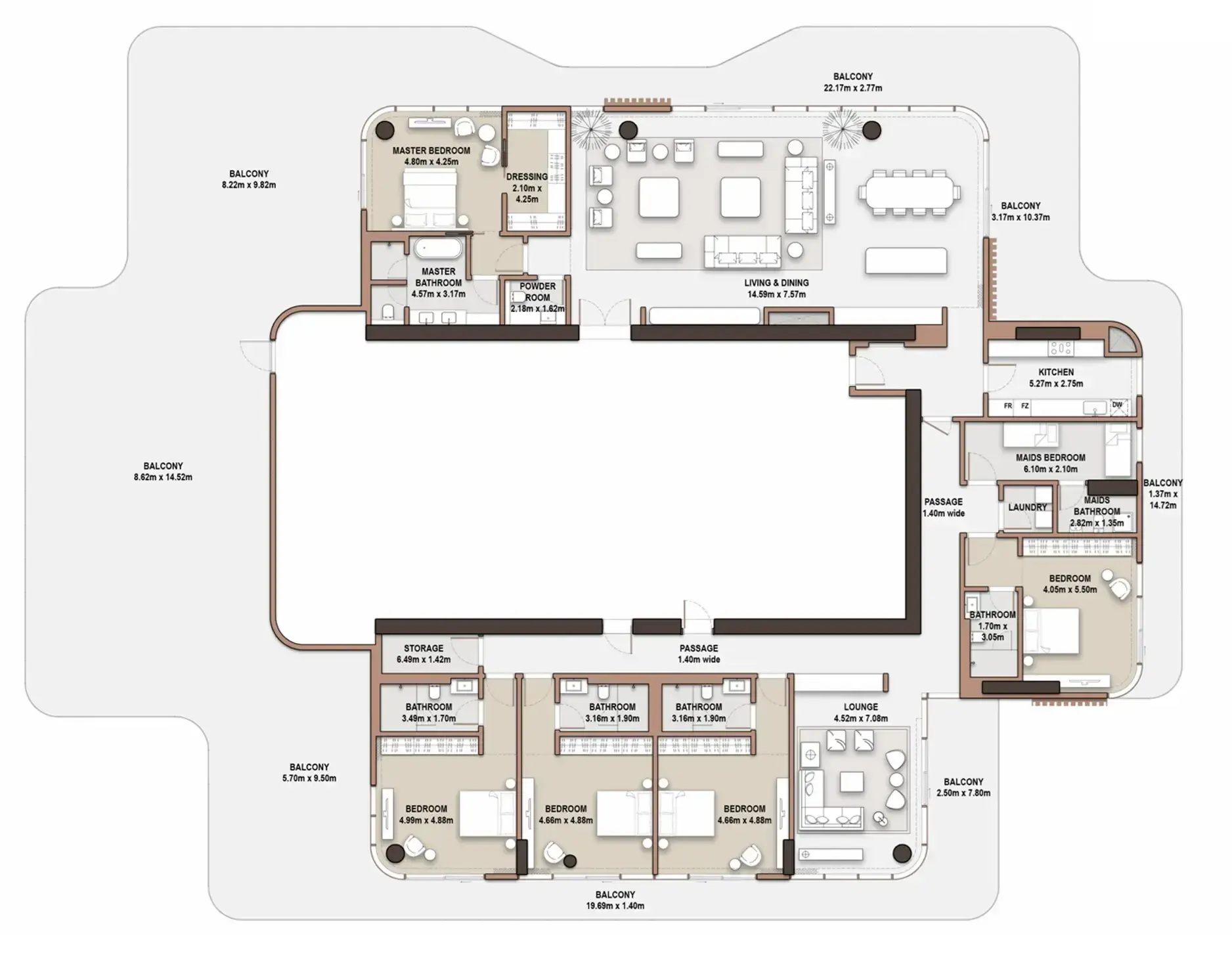 5 Bedrooms penthouse - The Edit at d3 floor plan