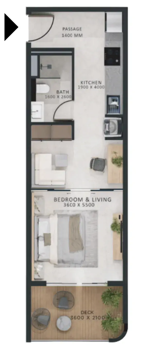 Studio apartments - Altair 52 floor plan