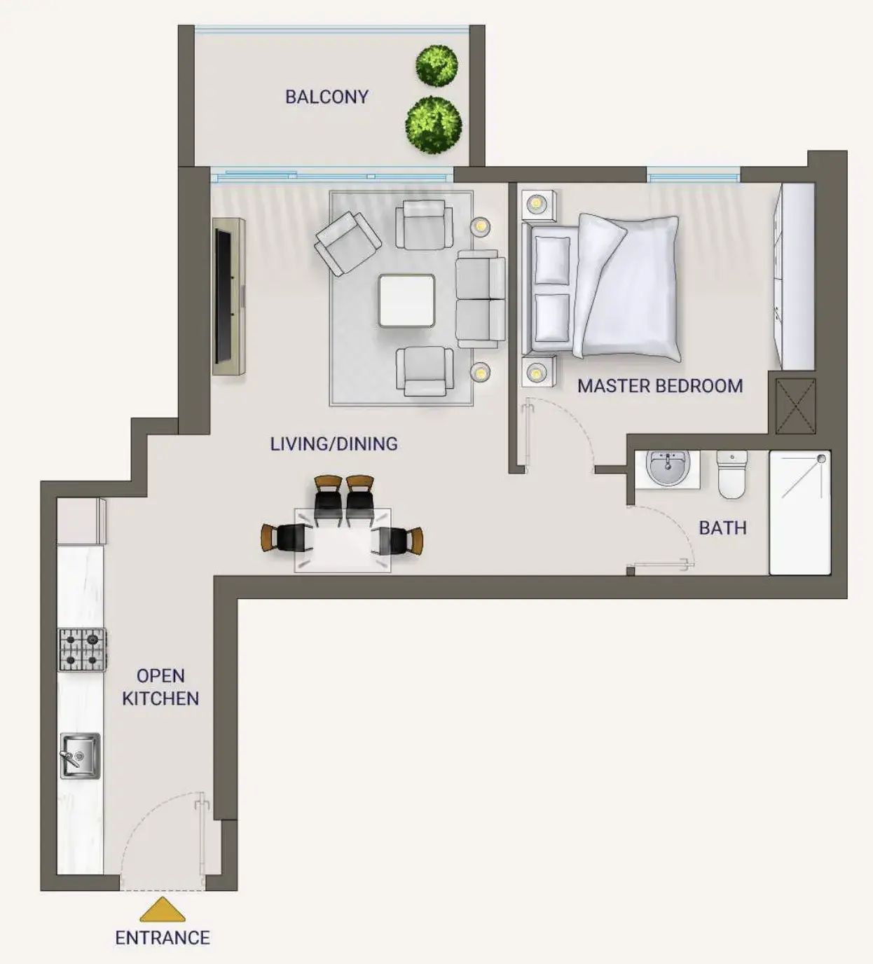 1 Bedroom apartments - Nexara by 7th Key floor plan