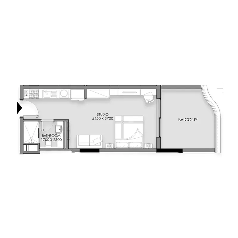 Studio apartments - Rose Gardens 1 floor plan