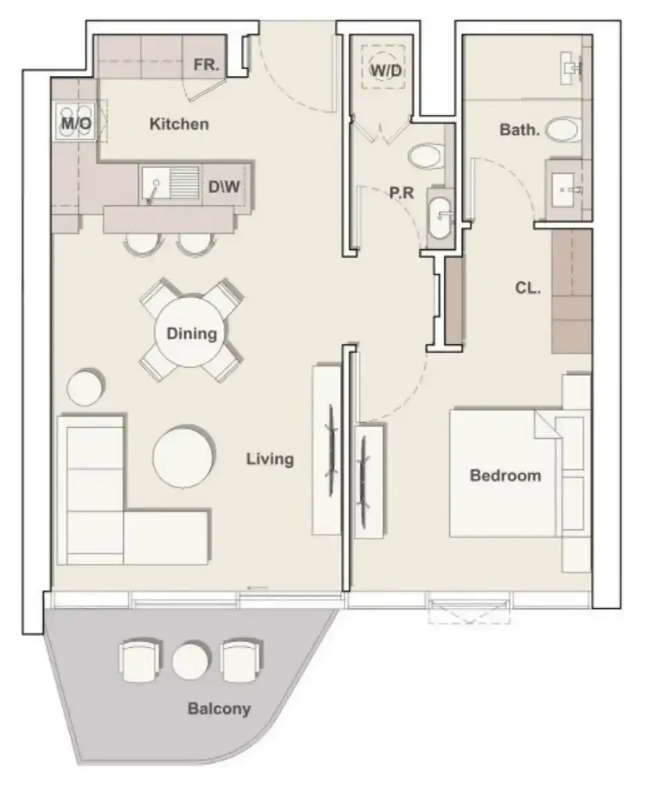 1 Bedroom apartments - Portside Square floor plan