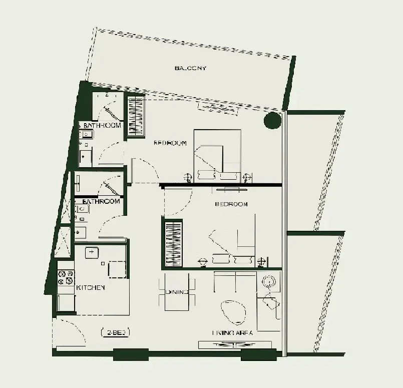 2 Bedrooms apartments - Binghatti HillCrest floor plan