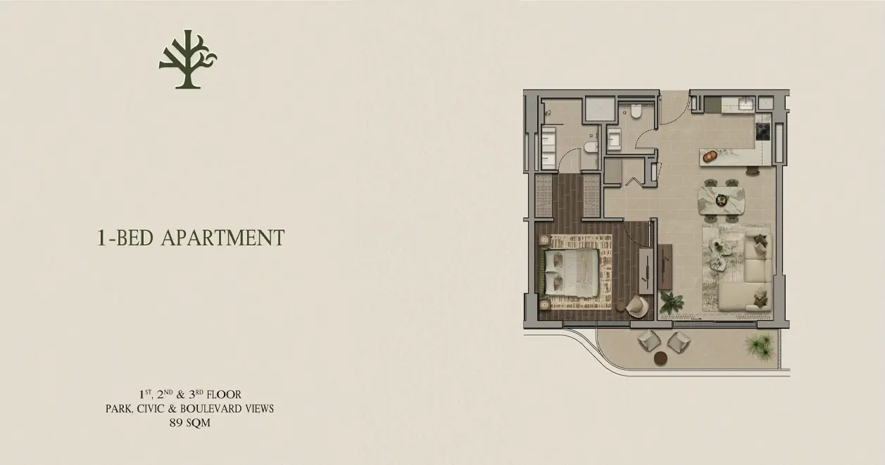1 Bedroom floor plan