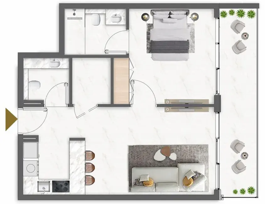 1 Bedroom apartments - Omya Residence floor plan