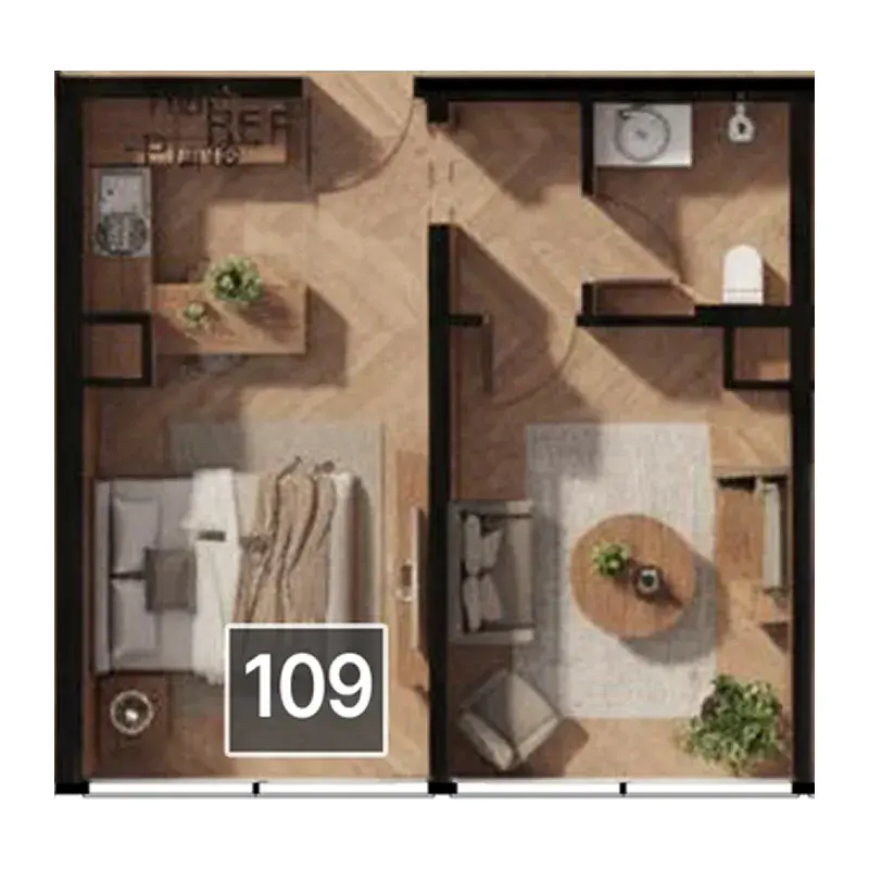 1 Bedroom apartments - Magnolia floor plan