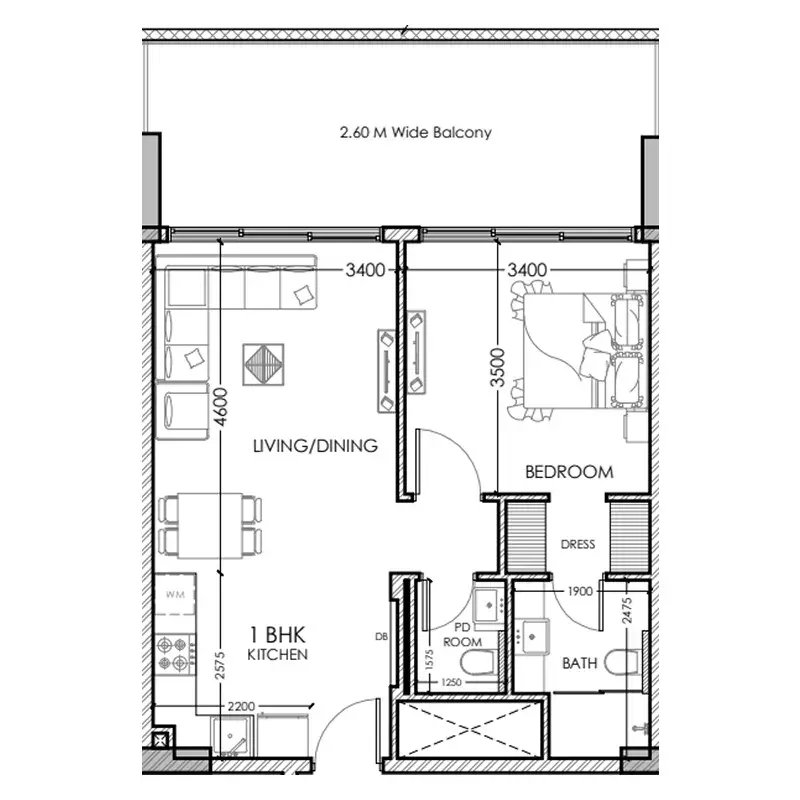 1 Bedroom apartments - Al Haseen Residences 5 floor plan