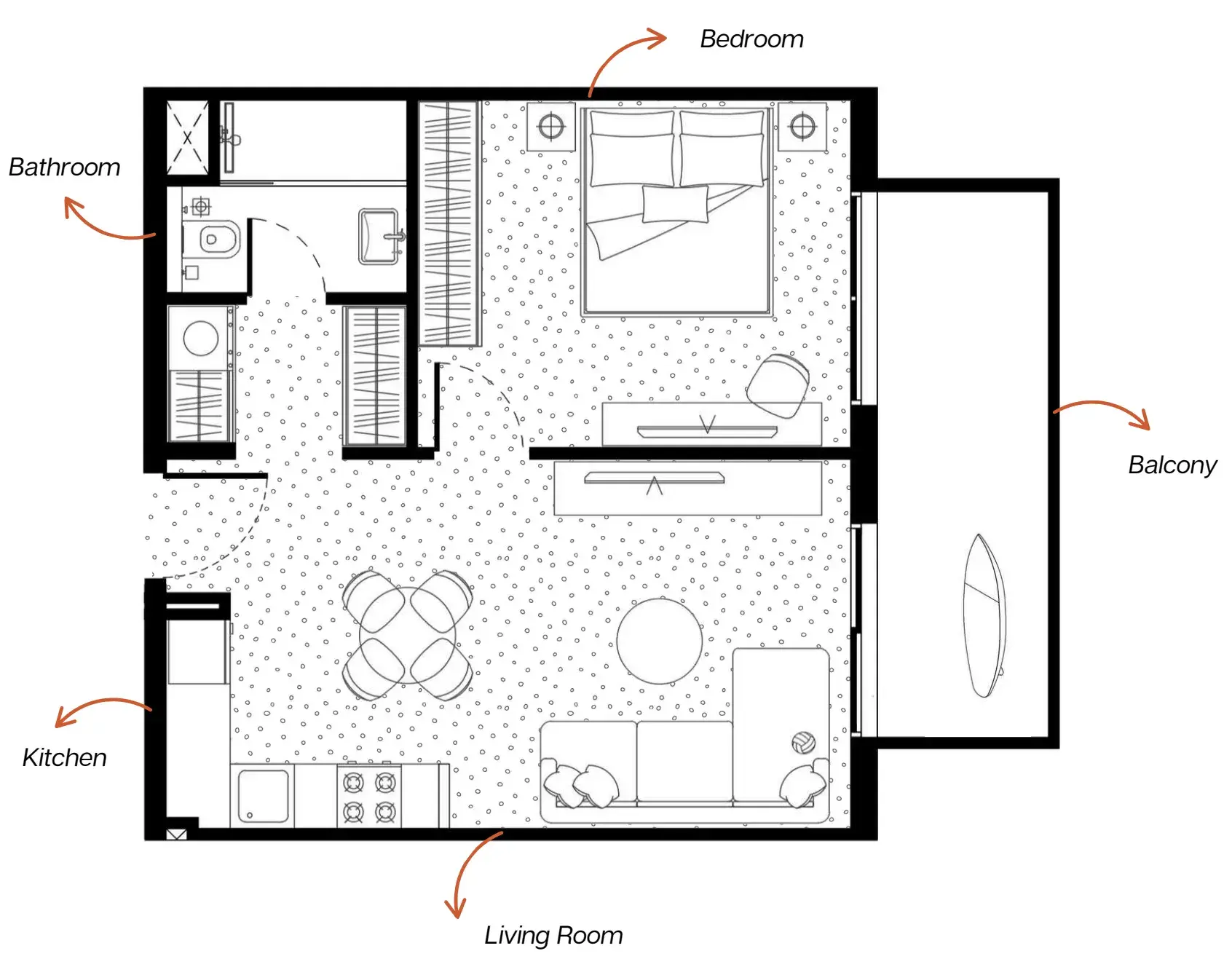 1 Bedroom apartments - MetroPoint floor plan