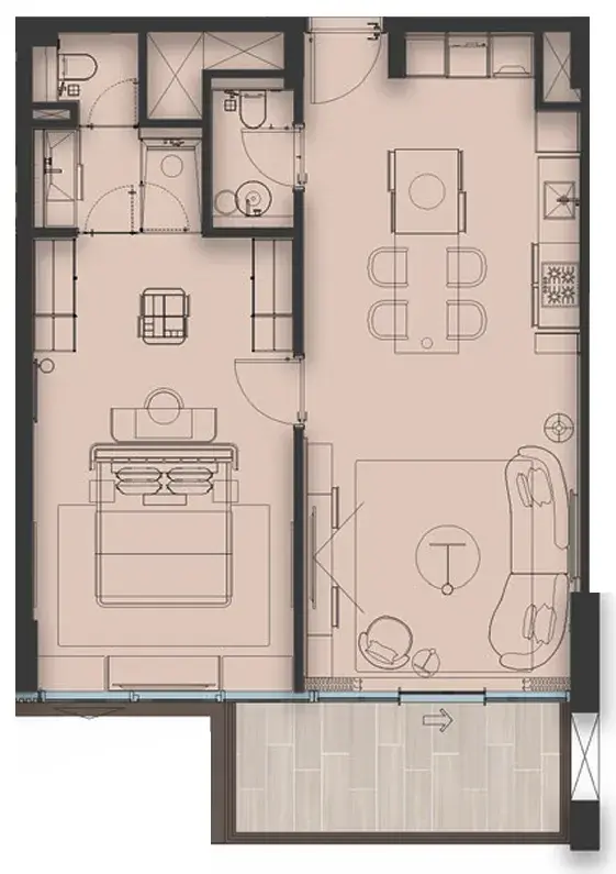 1 Bedroom apartments - Sea Cliff by Imtiaz floor plan