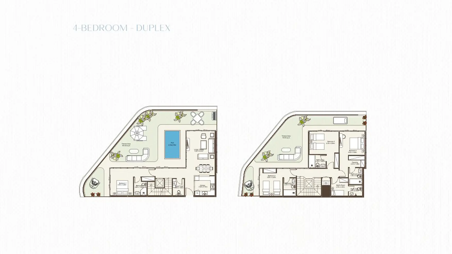 4 Bedrooms duplex floor plan