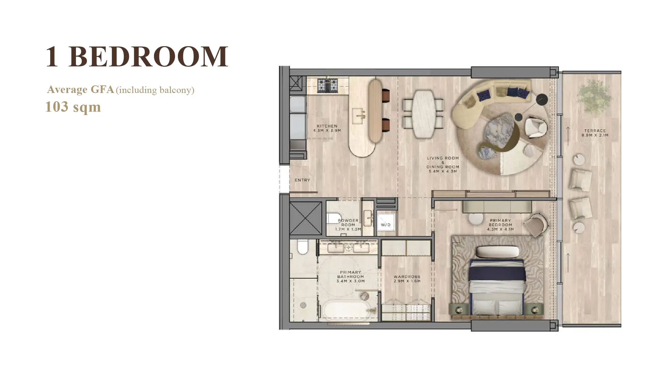 1 Bedroom floor plan