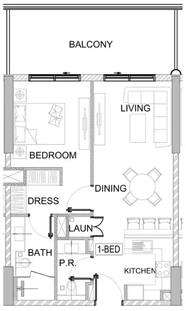 1 Bedroom apartments - Valencia floor plan