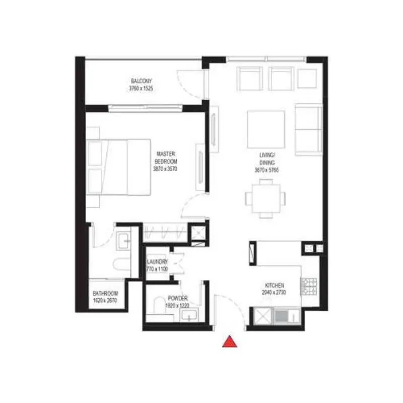 1 bedroom floor plan
