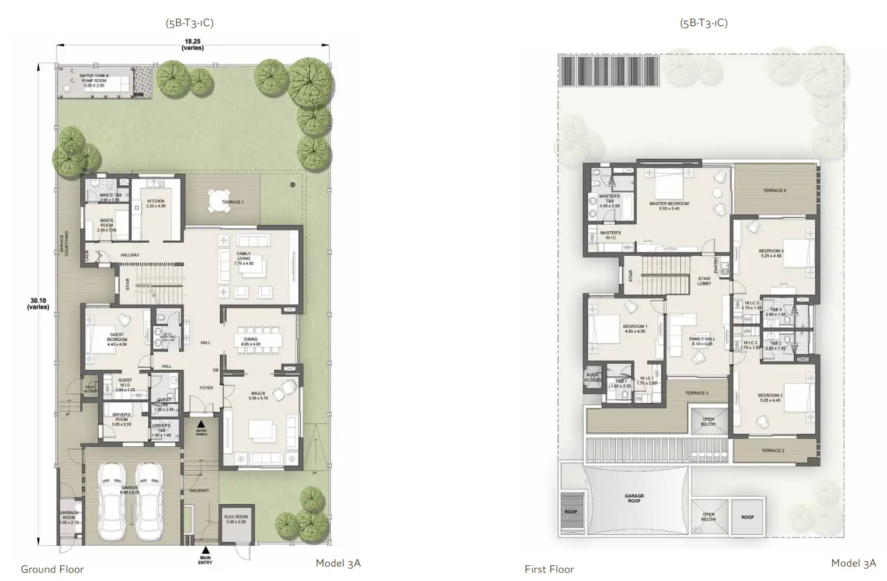 Model 3A | 5B-T3-1C floor plan