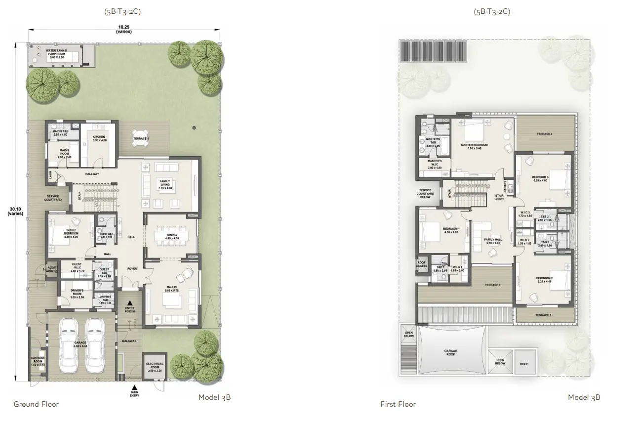 Model 3B | 5B-T3-2C floor plan