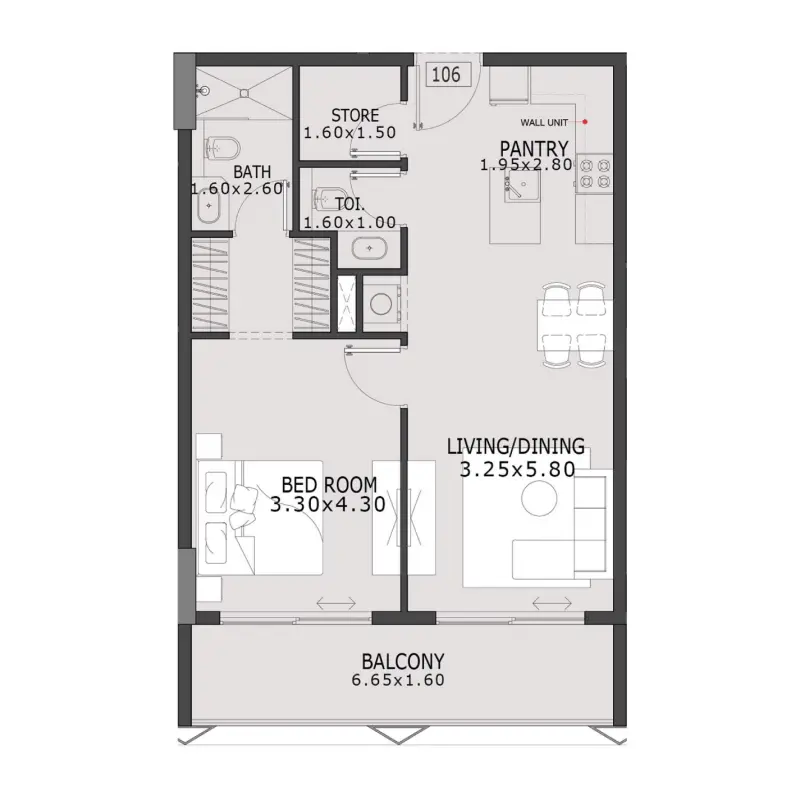 1 bedroom floor plan