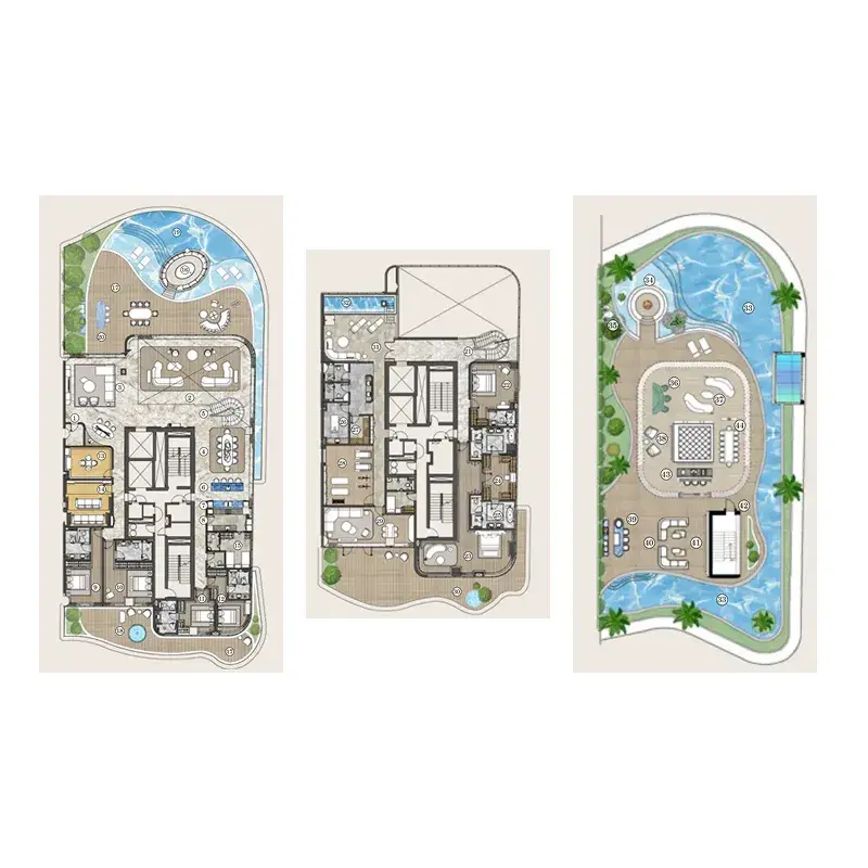 6 Bedrooms penthouse - One Crescent Palm floor plan
