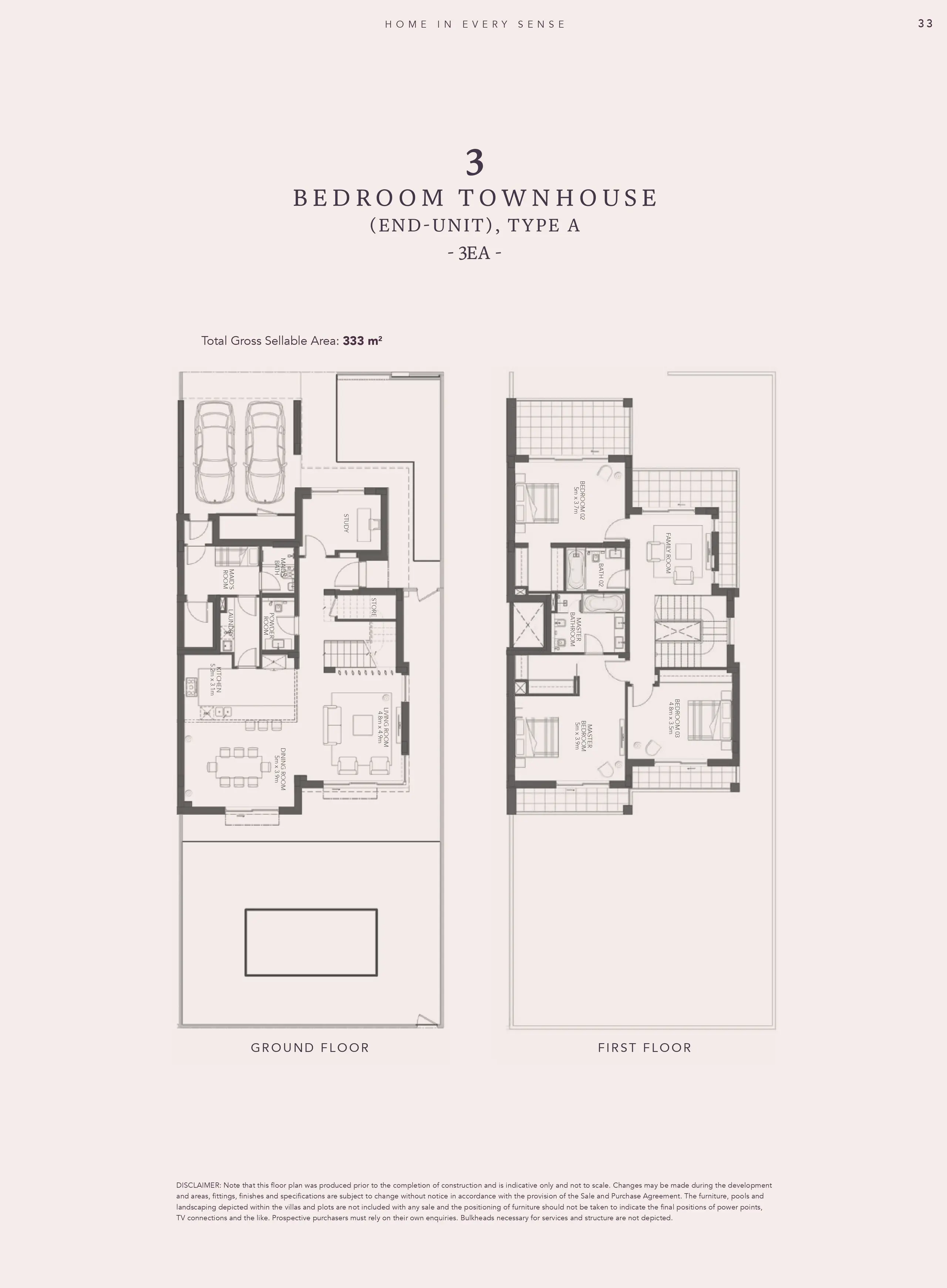 End-Unit Type A - 3EA floor plan