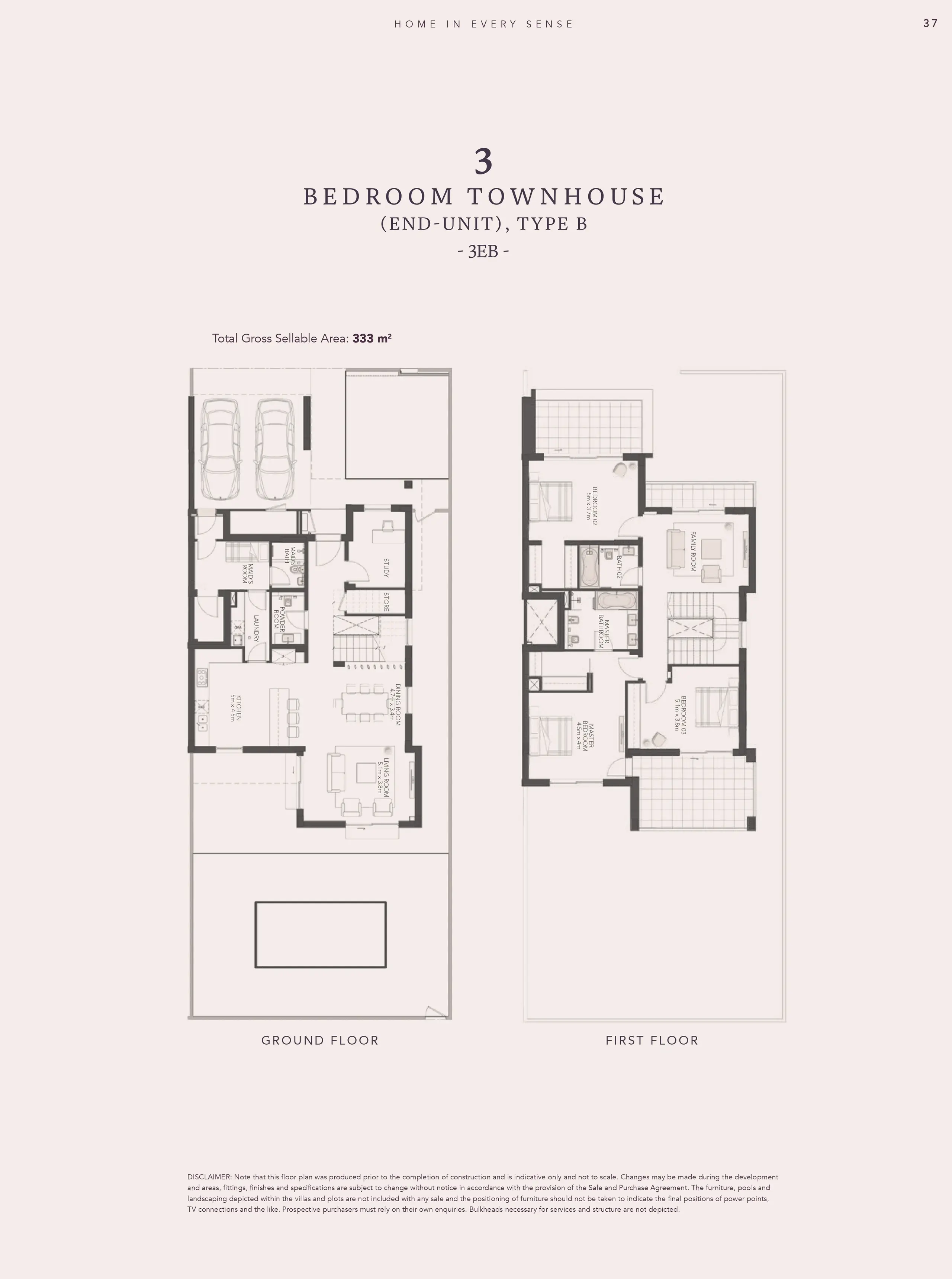 End-Unit Type B - 3EB floor plan