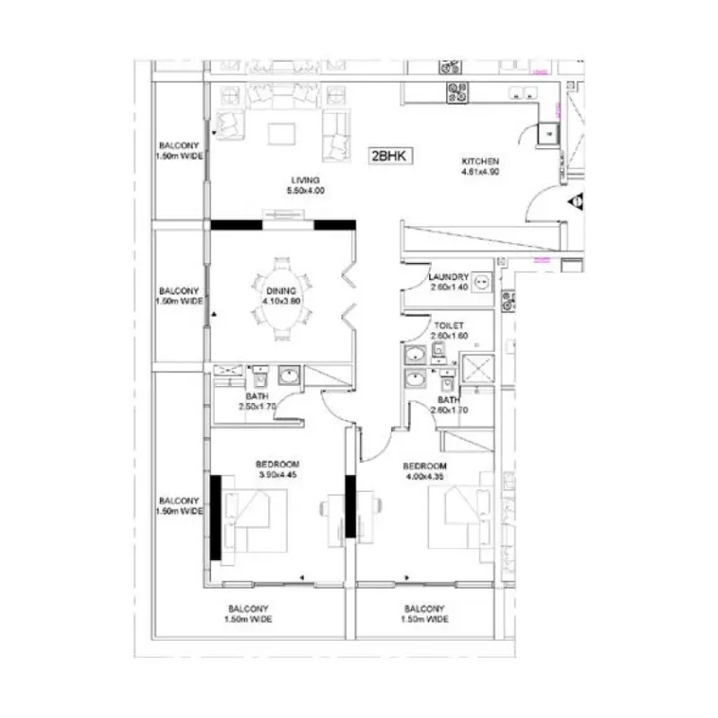 2 bedroom floor plan