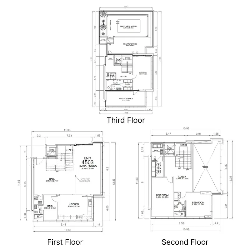 3 Bedrooms apartments - Marina Arcade Tower floor plan
