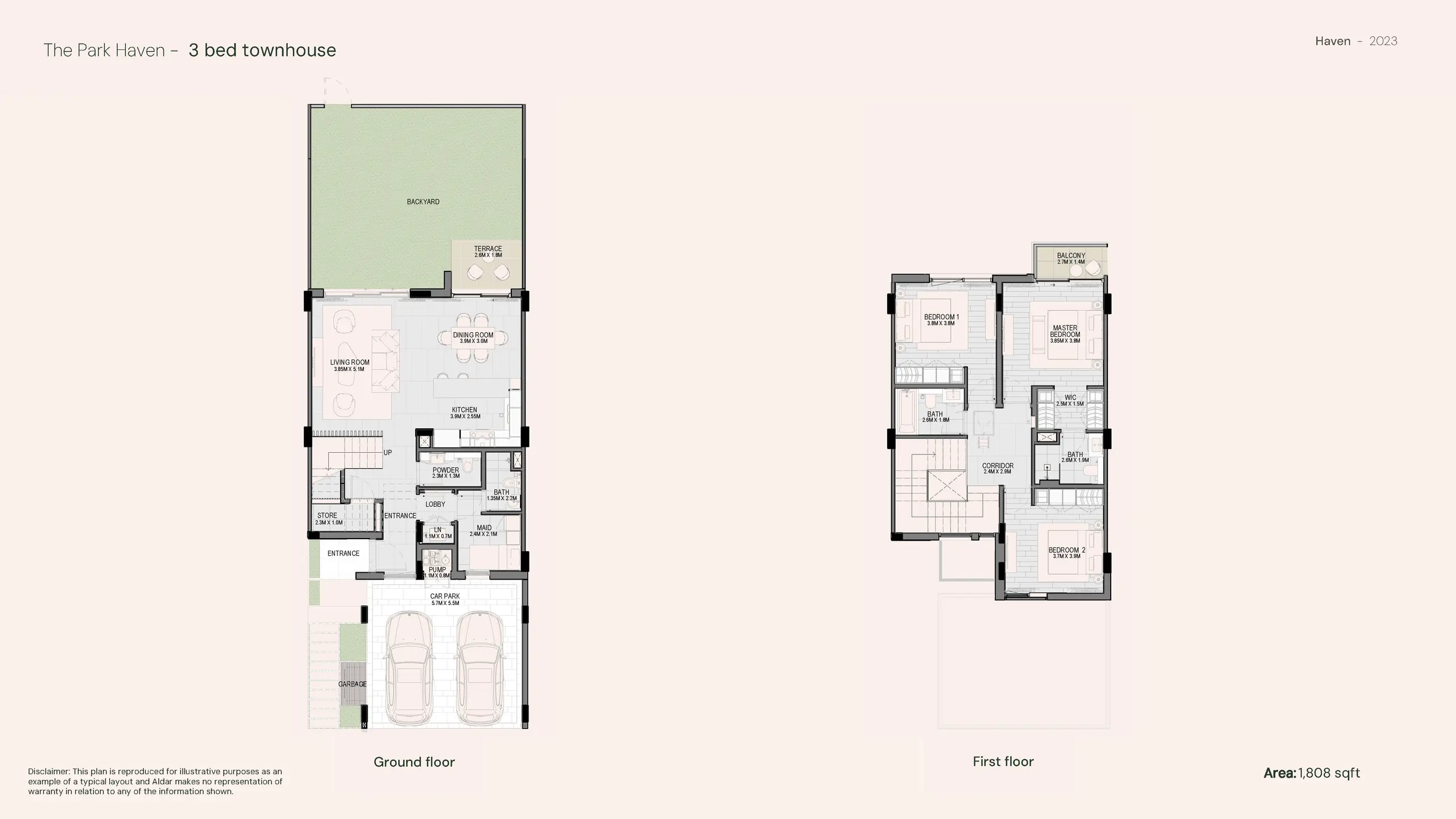 3 Bedrooms Townhouse floor plan