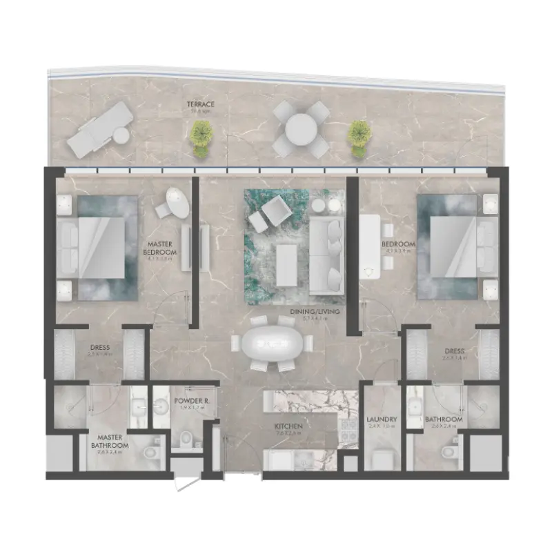 2 bedroom floor plan