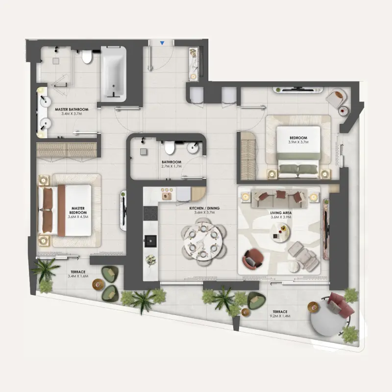 2 bedroom floor plan