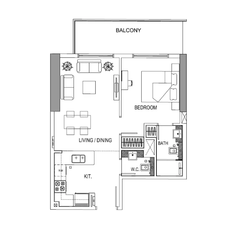 1 bedroom floor plan