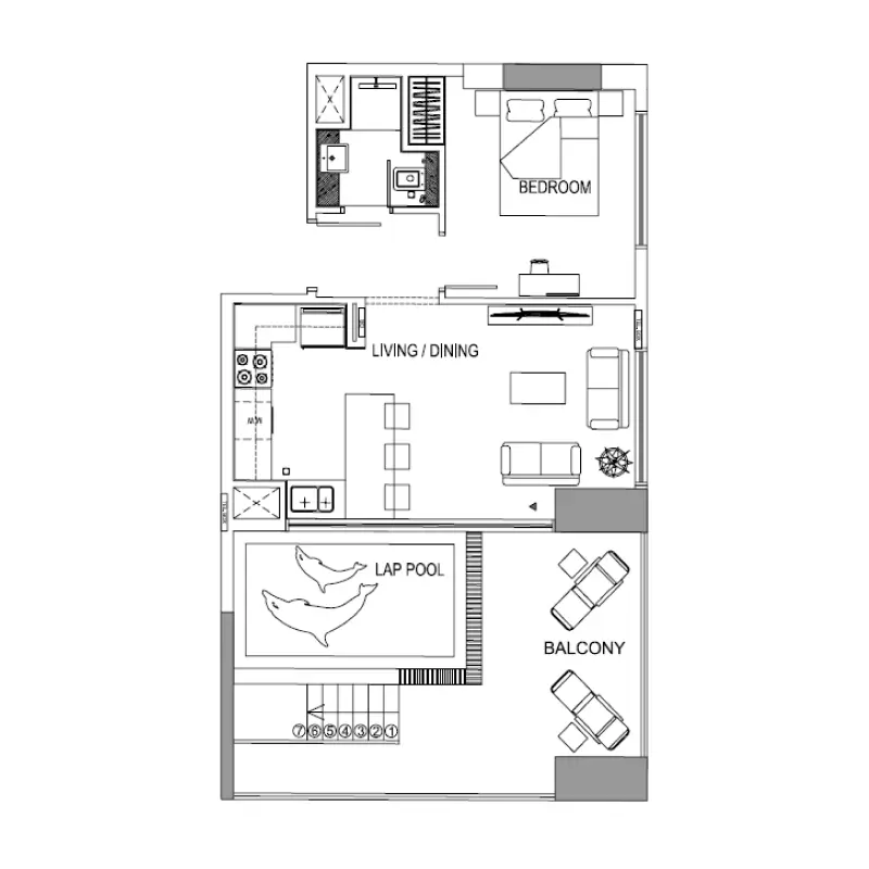 1 bedroom floor plan