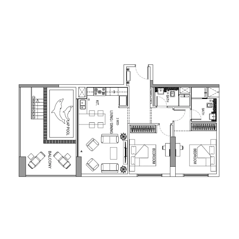 2 bedroom floor plan