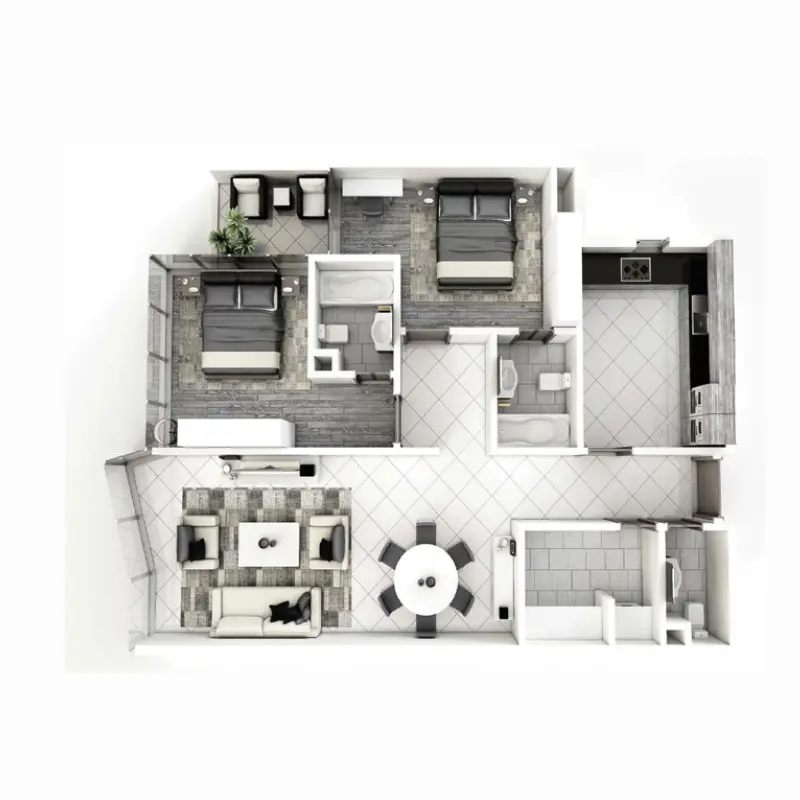 2 bedroom floor plan