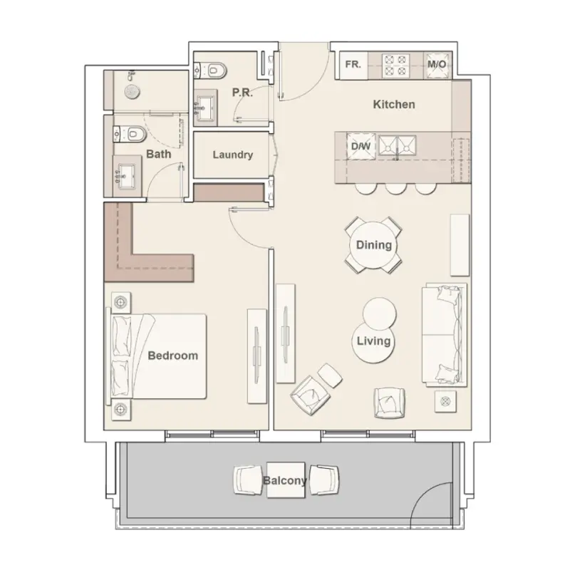 1 bedroom floor plan