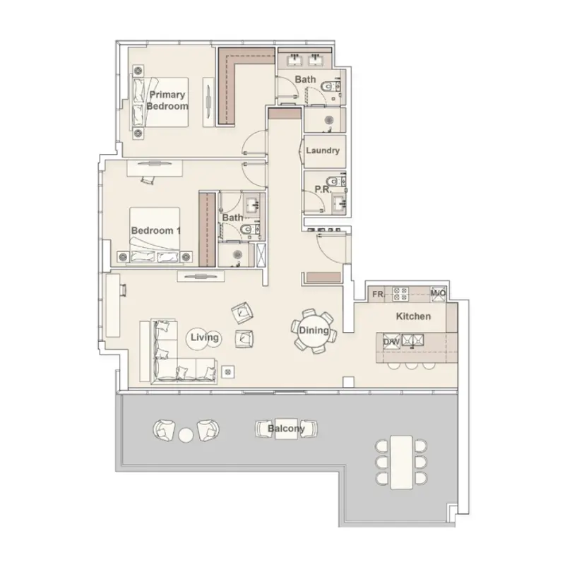 2 bedroom floor plan