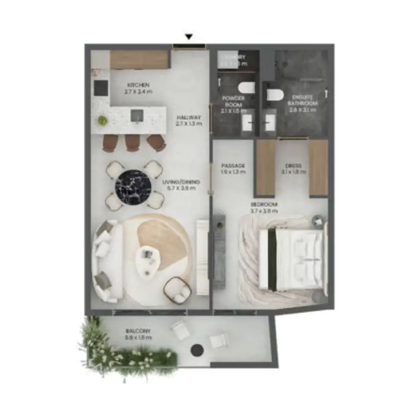 1 bedroom floor plan
