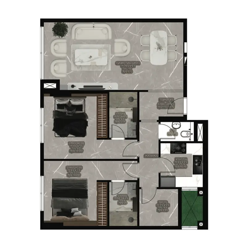 2 bedroom floor plan
