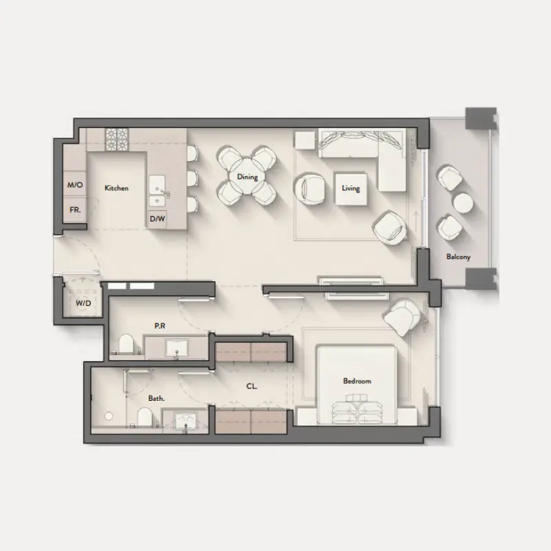 1 bedroom floor plan