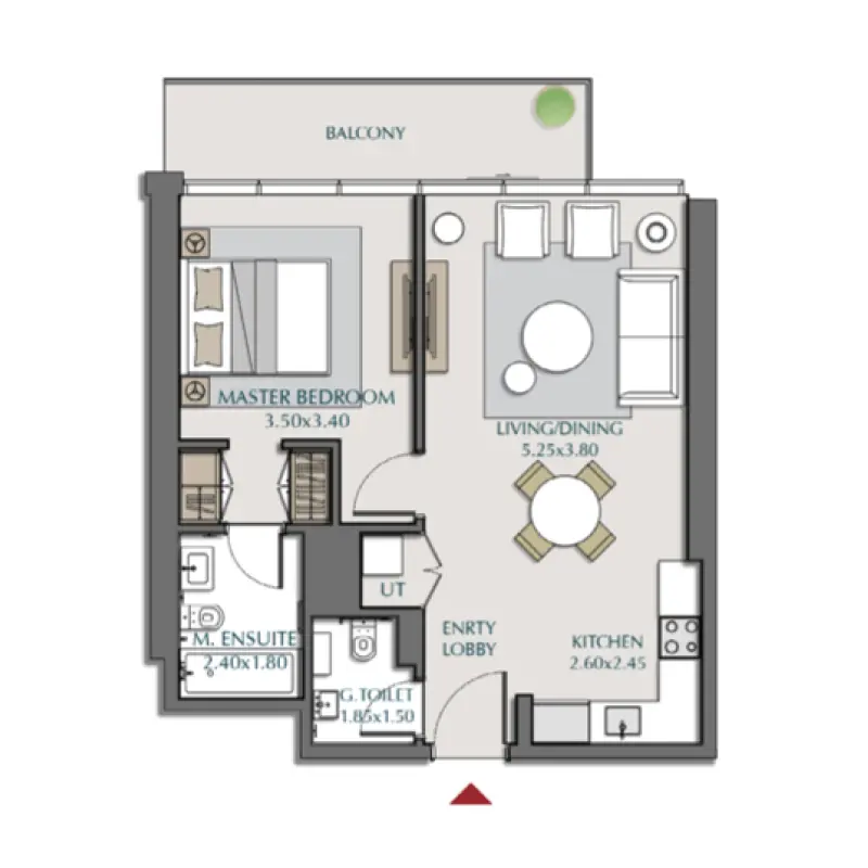 1 bedroom floor plan