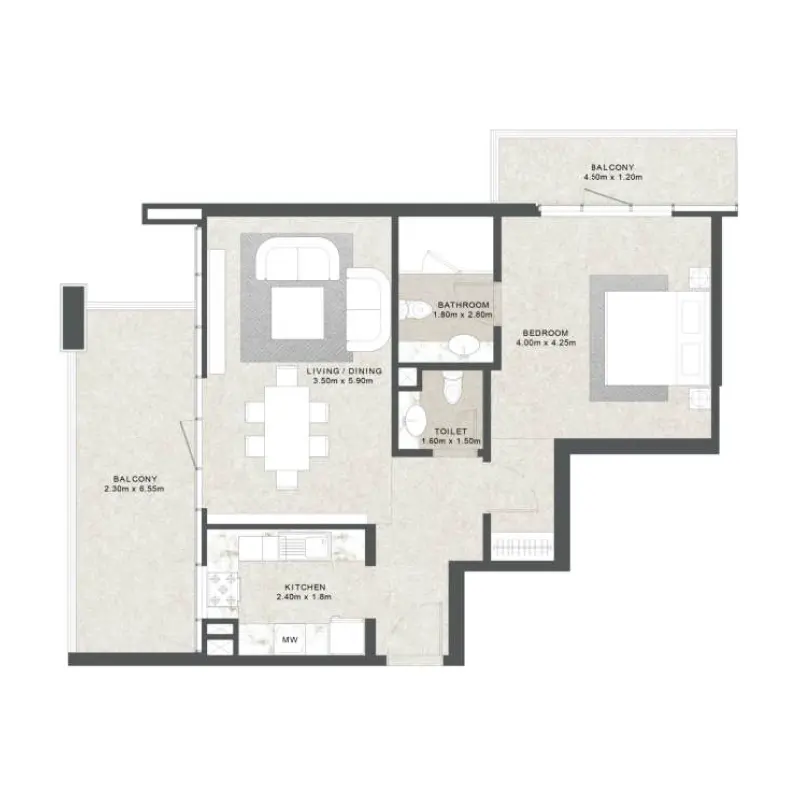 1 bedroom floor plan